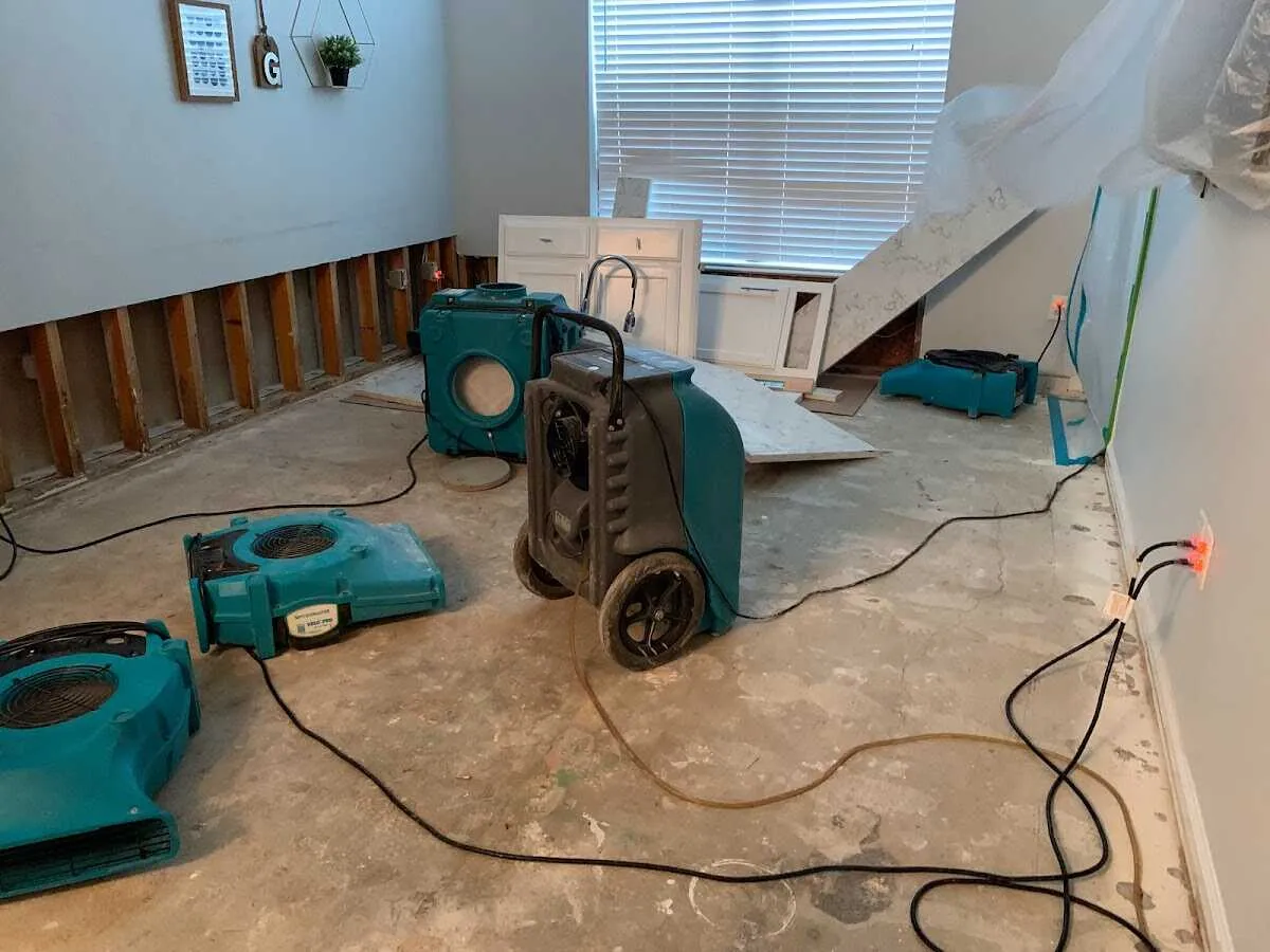 Dehumidifier in flood-cut room for Water Damage Restoration in Woodruff